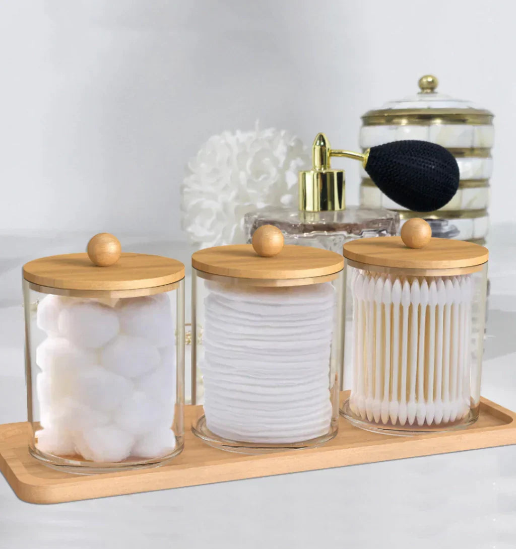 Set de Accesorios de Baño en Acrílico y Bambú (3 Piezas)